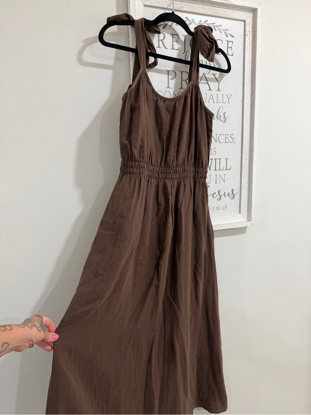 Women's Brown Tie-Shoulder Sundress